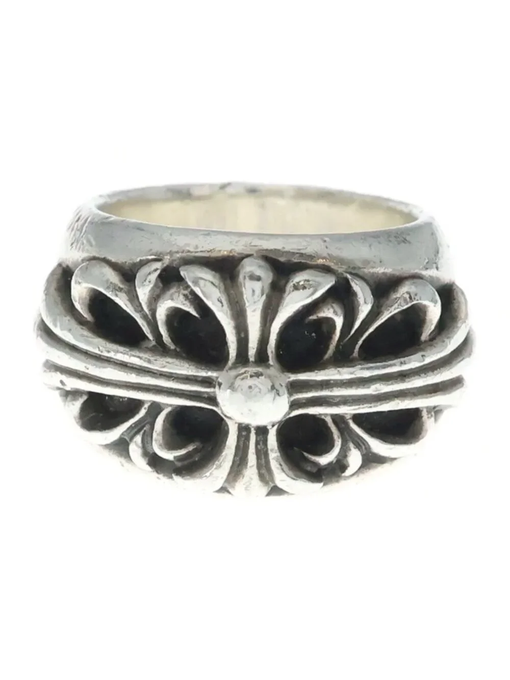 Chrome Hearts Flrl Floral Cross Ring Silver